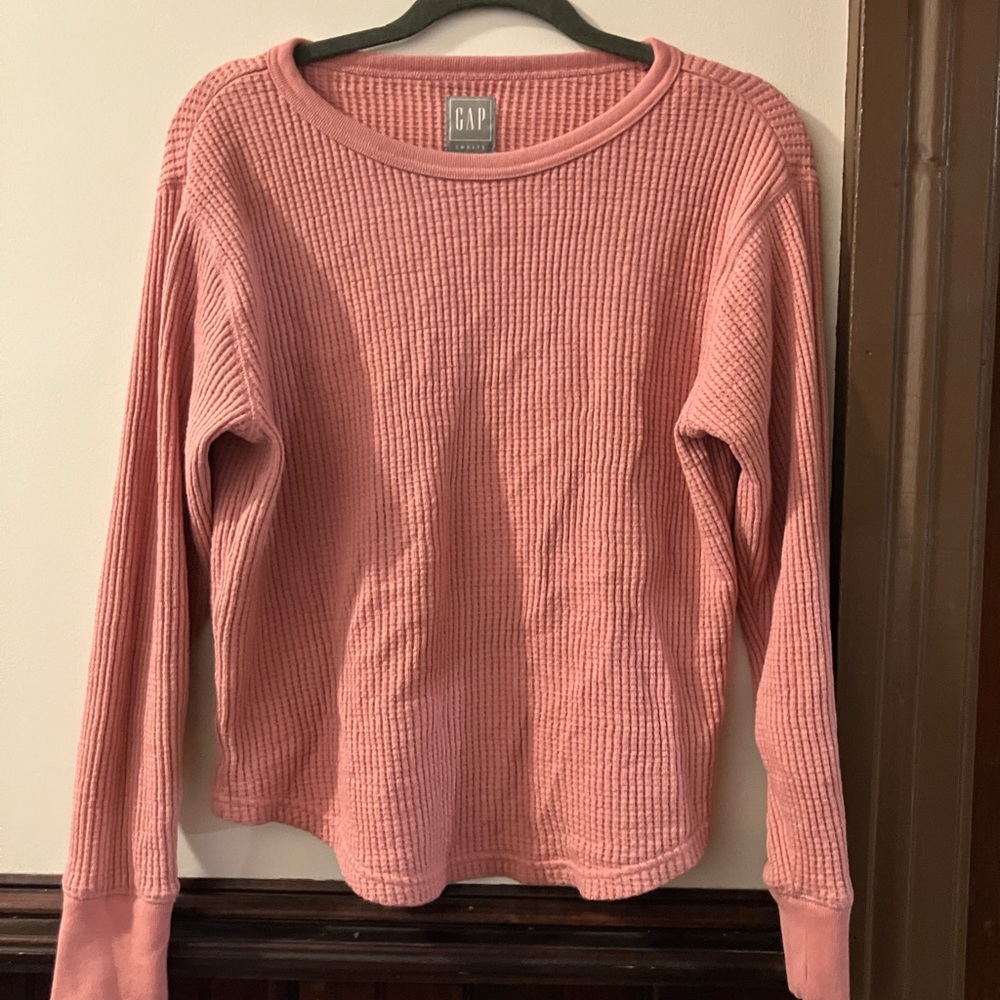 GAP Pink Waffle Knit Long Sleeve Top